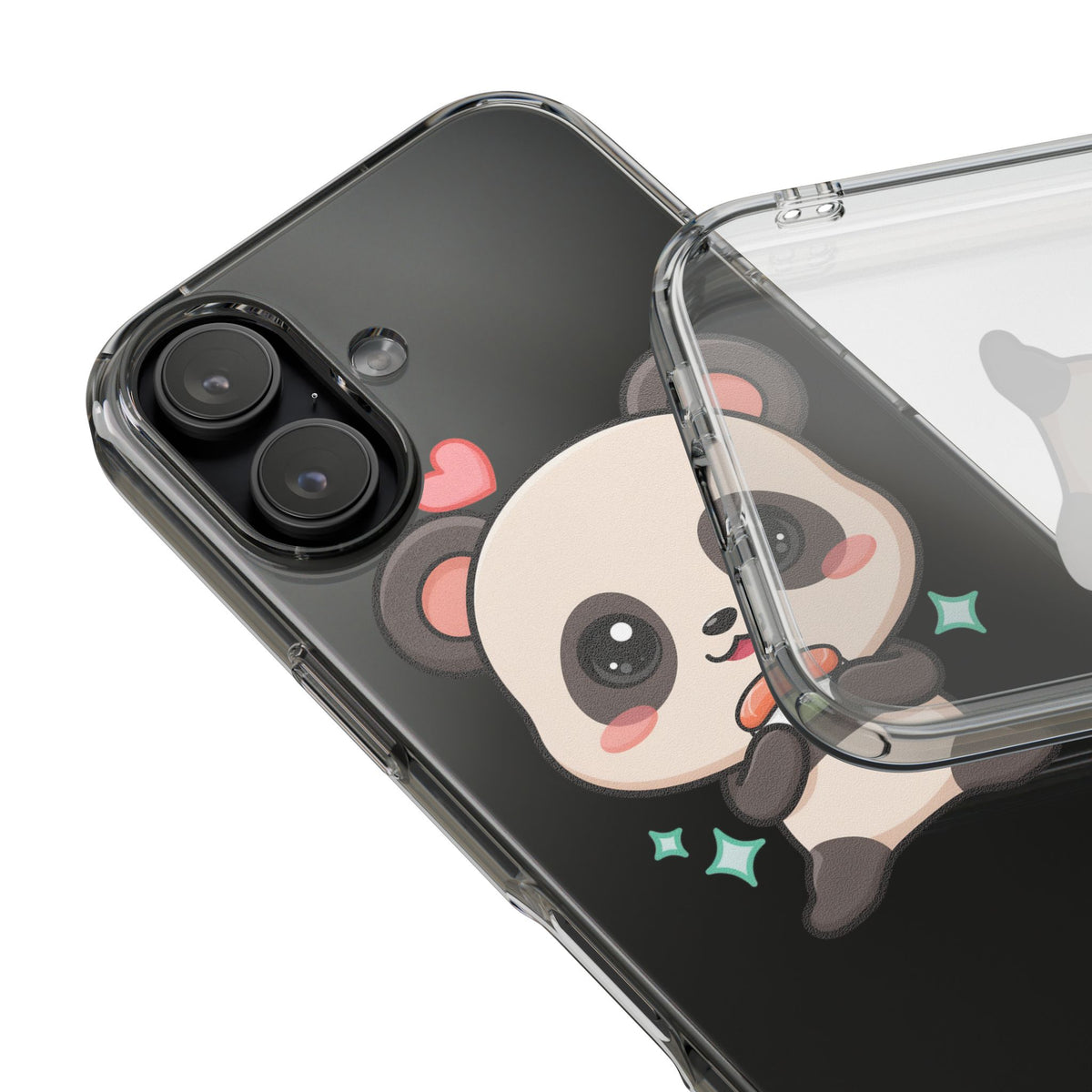 Kawaii Panda Sushi Phone Case, Clear Impact-Resistant Case