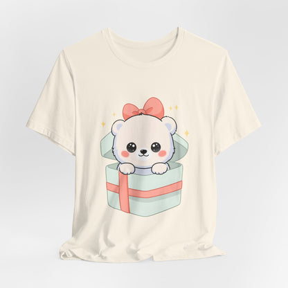 Kawaii Polar Bear Tee, Cute Gift Box Cub Unisex Shirt