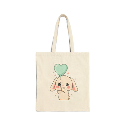 Kawaii Bunny Cotton Canvas Tote Bag for Everyday Errands