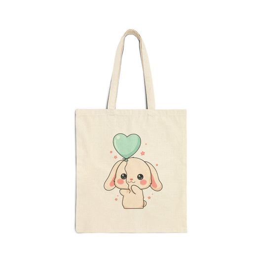 Kawaii Bunny Cotton Canvas Tote Bag for Everyday Errands