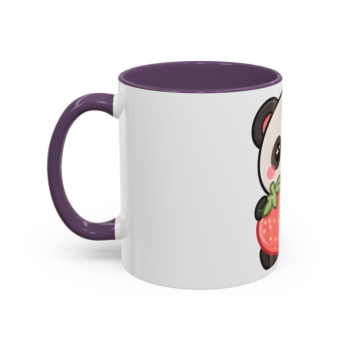 Kawaii Panda Accent Coffee Mug, Strawberry Lover Gift