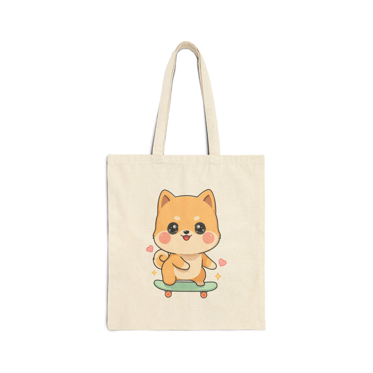 Kawaii Shiba Inu Tote Bag – Skateboard Puppy Canvas Bag
