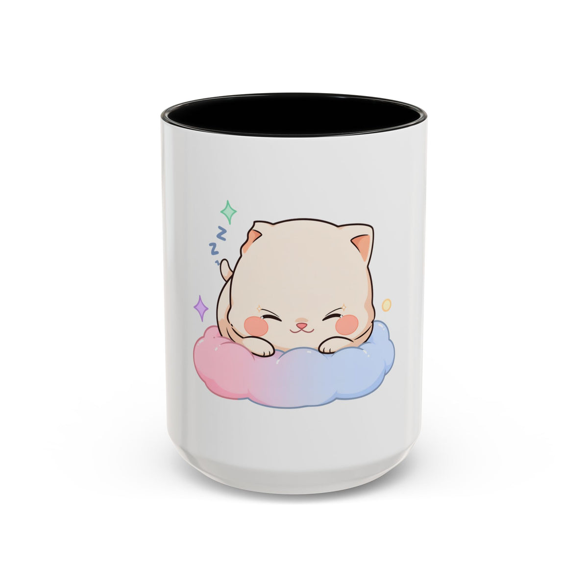 Kawaii Sleeping Cat Accent Coffee Mug