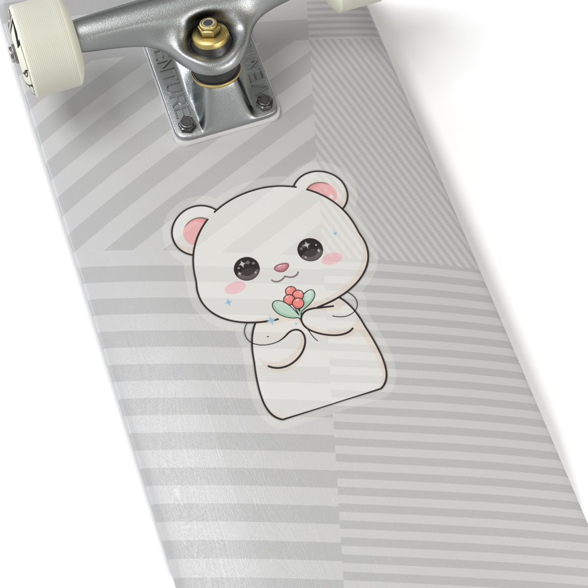 Kawaii Christmas Polar Bear Sticker with Mistletoe