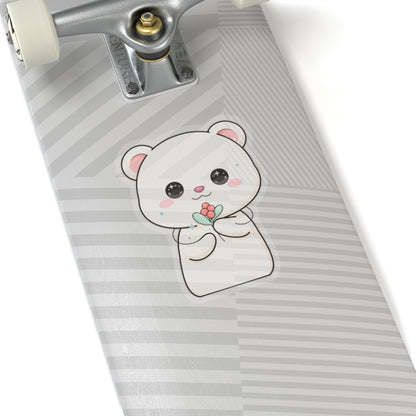 Kawaii Christmas Polar Bear Sticker with Mistletoe