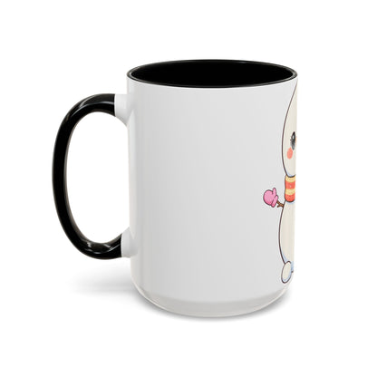 Kawaii Snowman Christmas Mug, Cute Holiday Accent Coffee Mug