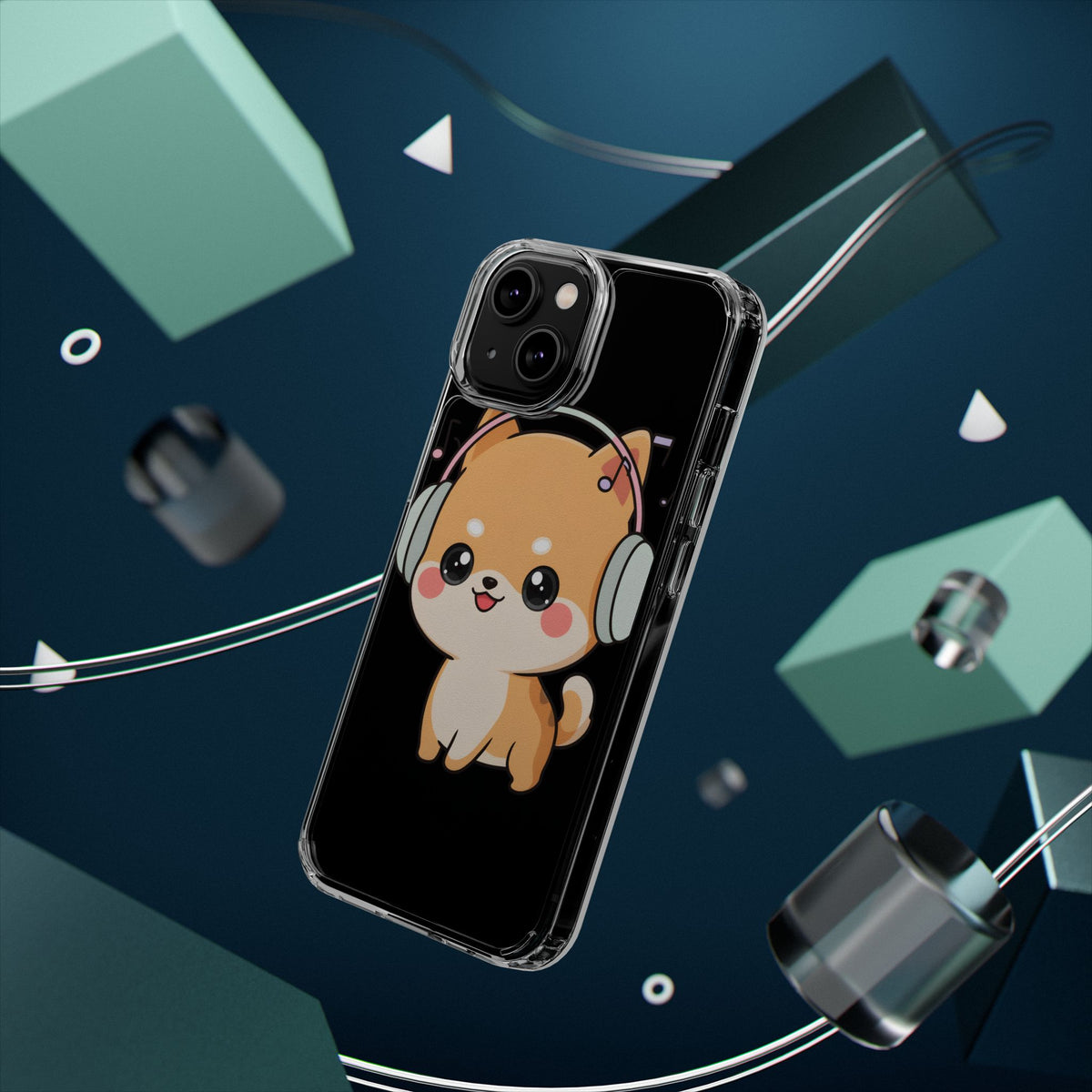 Kawaii Shiba Inu Phone Case – Music Lover Clear Case
