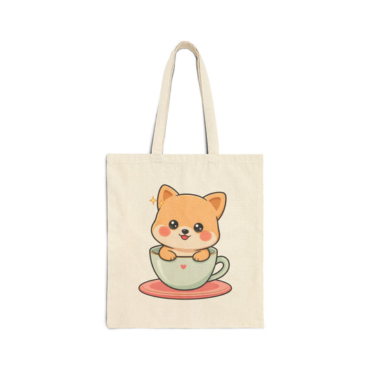 Kawaii Shiba Inu Tote Bag – Cozy Teacup Puppy