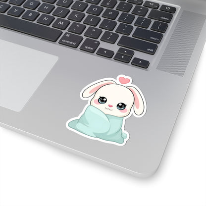 Cozy Bunny Sticker, Kawaii Blanket Buddy