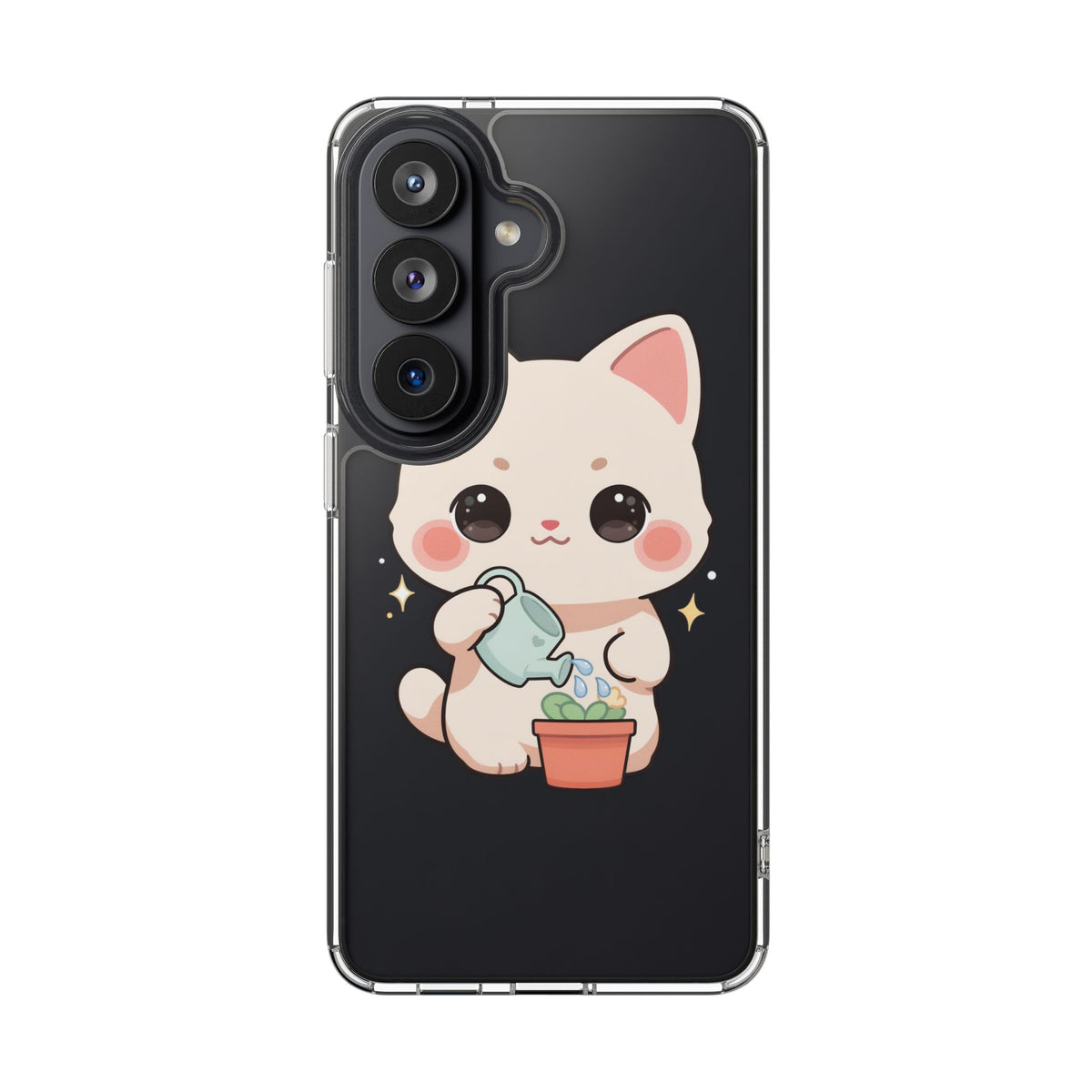 Kawaii Cat Phone Case, Cute Plant Lover Gift