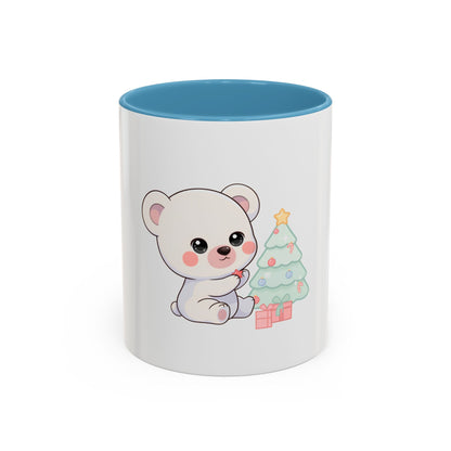Kawaii Polar Bear Christmas Mug, 11 oz Accent Coffee Mug