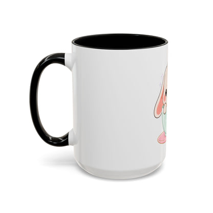 Kawaii Bunny Accent Coffee Mug, Cute Gift for Bunny Lovers