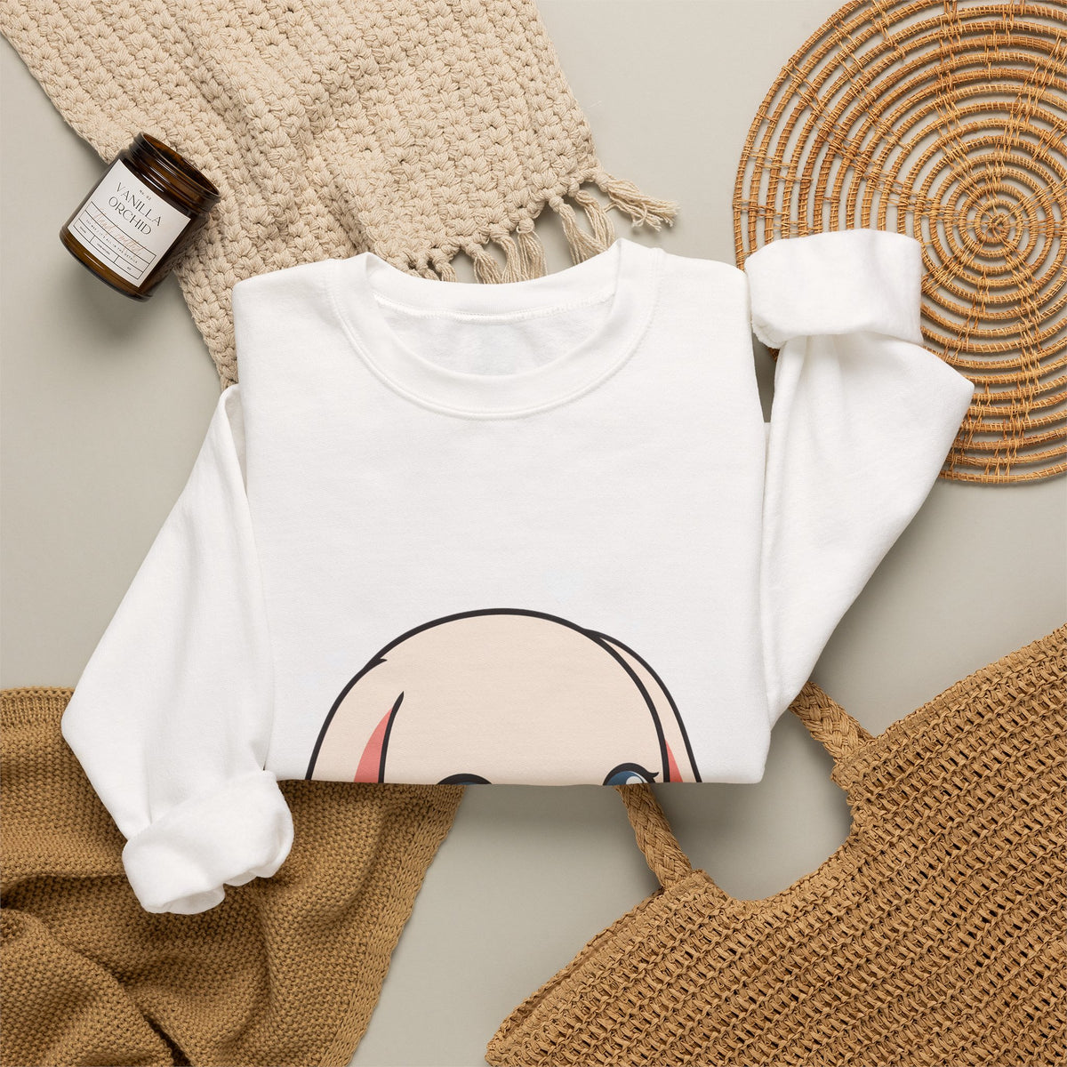 Kawaii Sushi Bunny Sweatshirt, Cute Chibi Crewneck