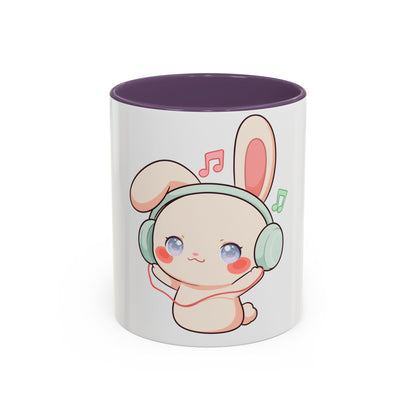 Kawaii Bunny Music Mug, Cute Accent Coffee Mug
