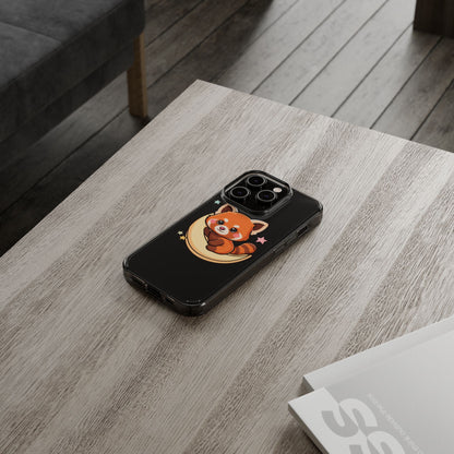 Red Panda Phone Case, Kawaii Moon Companion