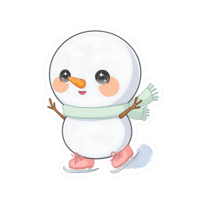 Kawaii Snowman Sticker, Cute Ice Skating Winter Decor