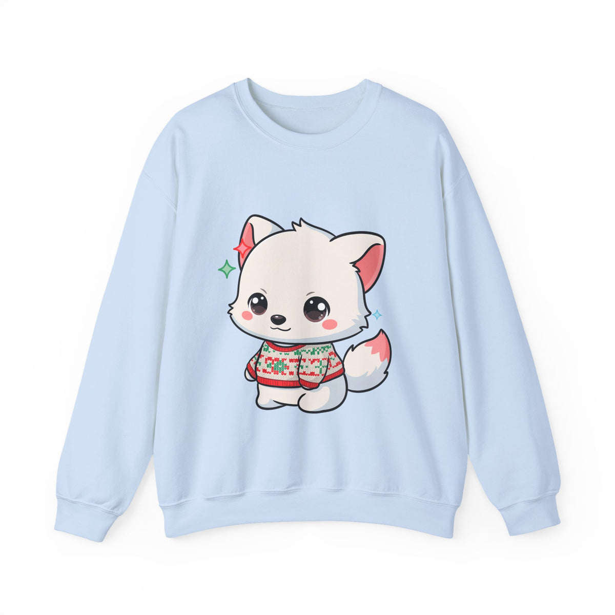 Kawaii Christmas Fox Sweatshirt, Cute Holiday Crewneck
