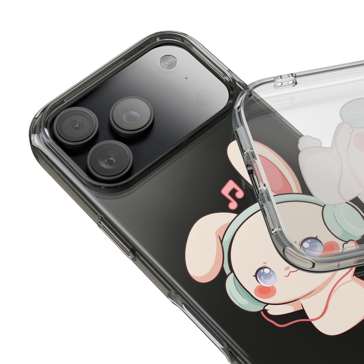Kawaii Bunny Phone Case, Cute Music Lover Gift