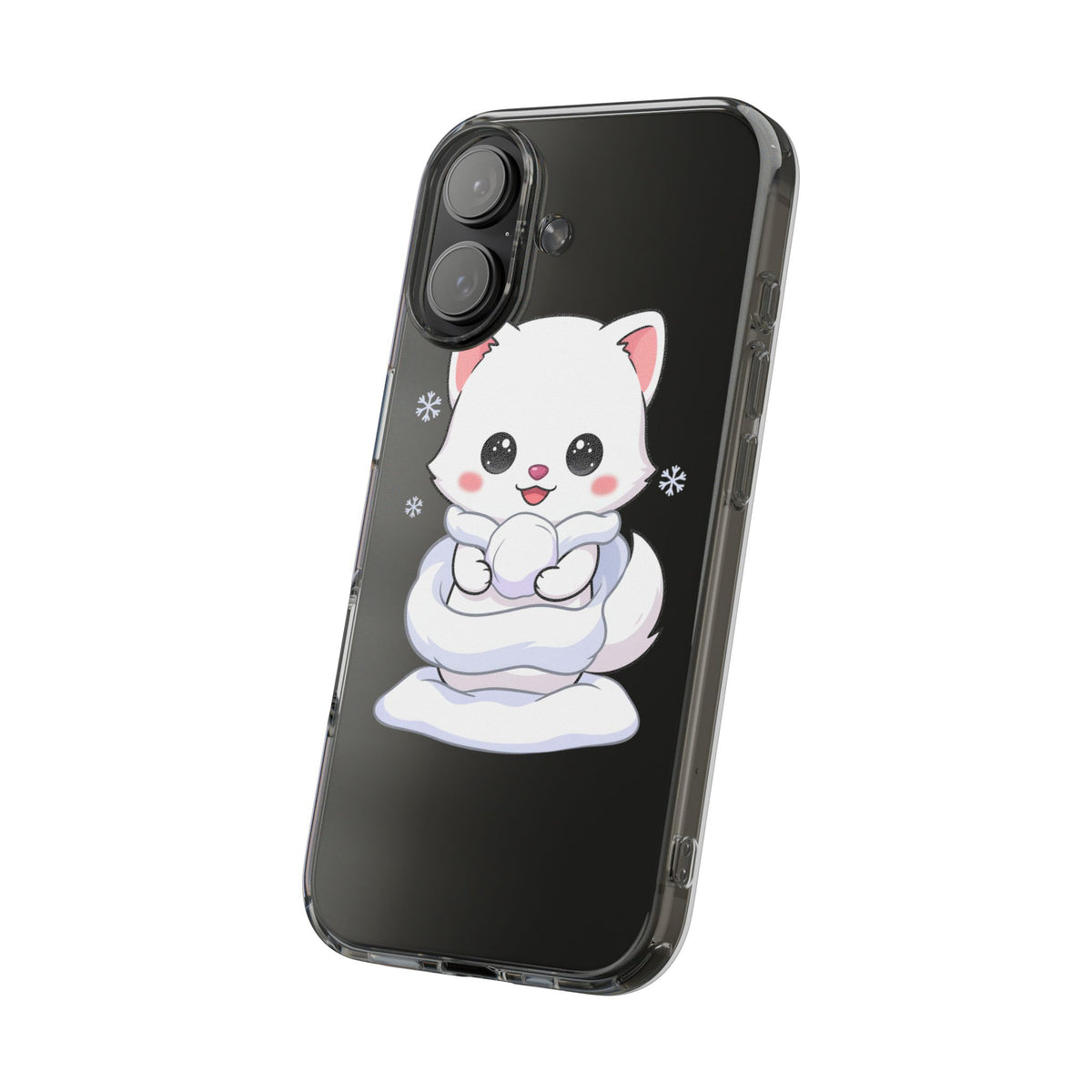 Kawaii Arctic Fox Phone Case, Cute Snow Day Gift