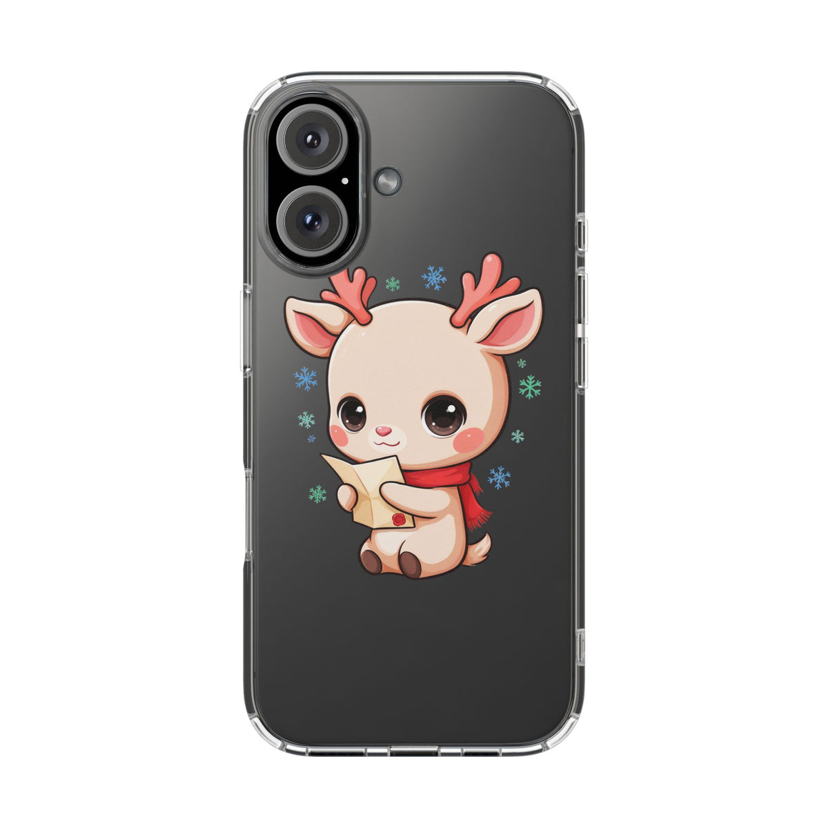 Christmas Reindeer Clear Impact-Resistant Phone Case