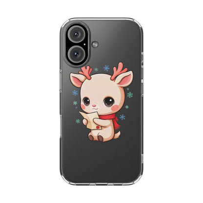 Christmas Reindeer Clear Impact-Resistant Phone Case