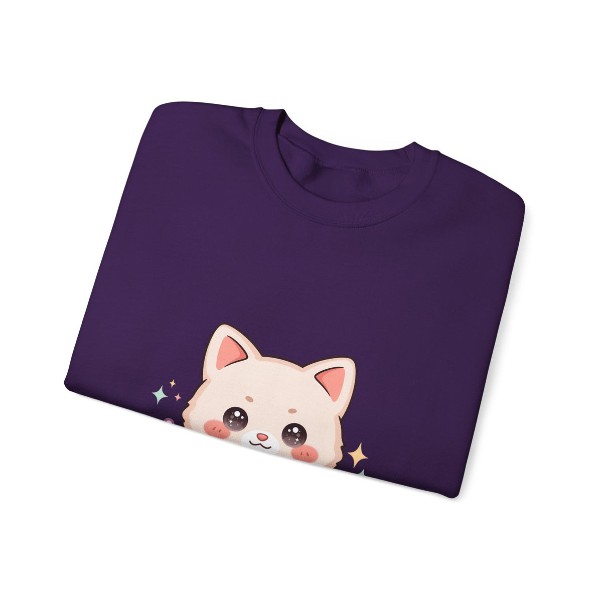 Kawaii Cat Sweatshirt, Cute Crescent Moon Kitten