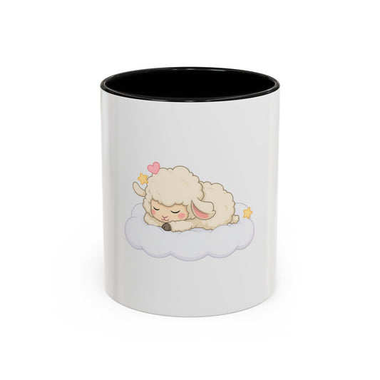 Sleeping Lamb Accent Coffee Mug, Cute Kawaii Sheep Gift