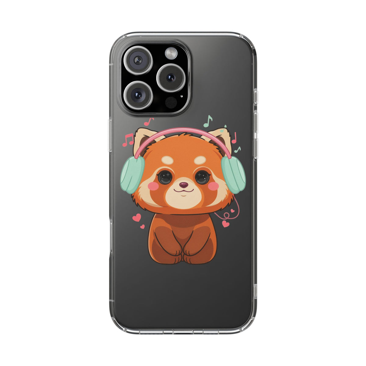 Red Panda Phone Case, Kawaii Music Lover Clear Case