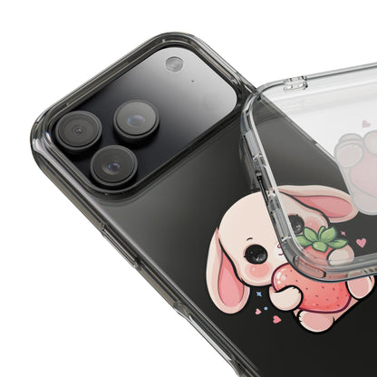 Kawaii Bunny Strawberry Phone Case, Clear Impact-Resistant