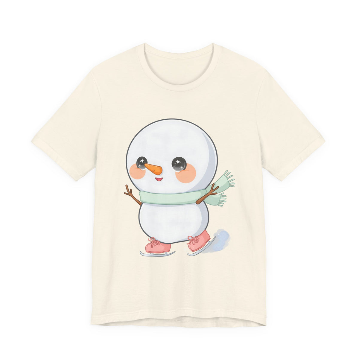 Cute Snowman T-Shirt, Kawaii Ice Skating Holiday Gift