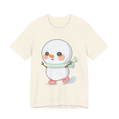 Cute Snowman T-Shirt, Kawaii Ice Skating Holiday Gift