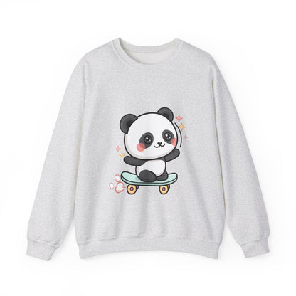 Kawaii Panda Skateboard Sweatshirt, Cute Chibi Panda