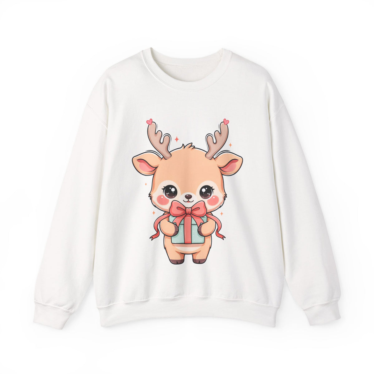Kawaii Reindeer Christmas Sweatshirt, Cute Gift Crewneck