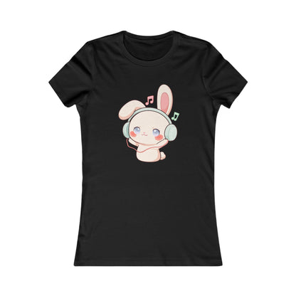 Kawaii Bunny Music Shirt for Women, Cute Headphone Rabbit Tee