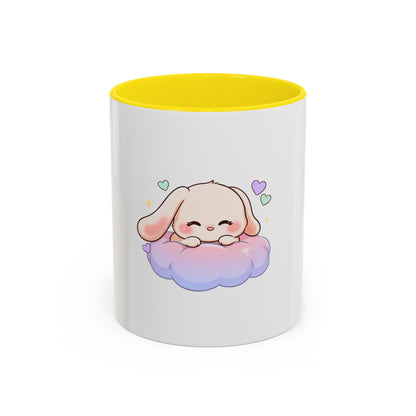 Kawaii Bunny Accent Coffee Mug, Dreamy Cute Animal Gift