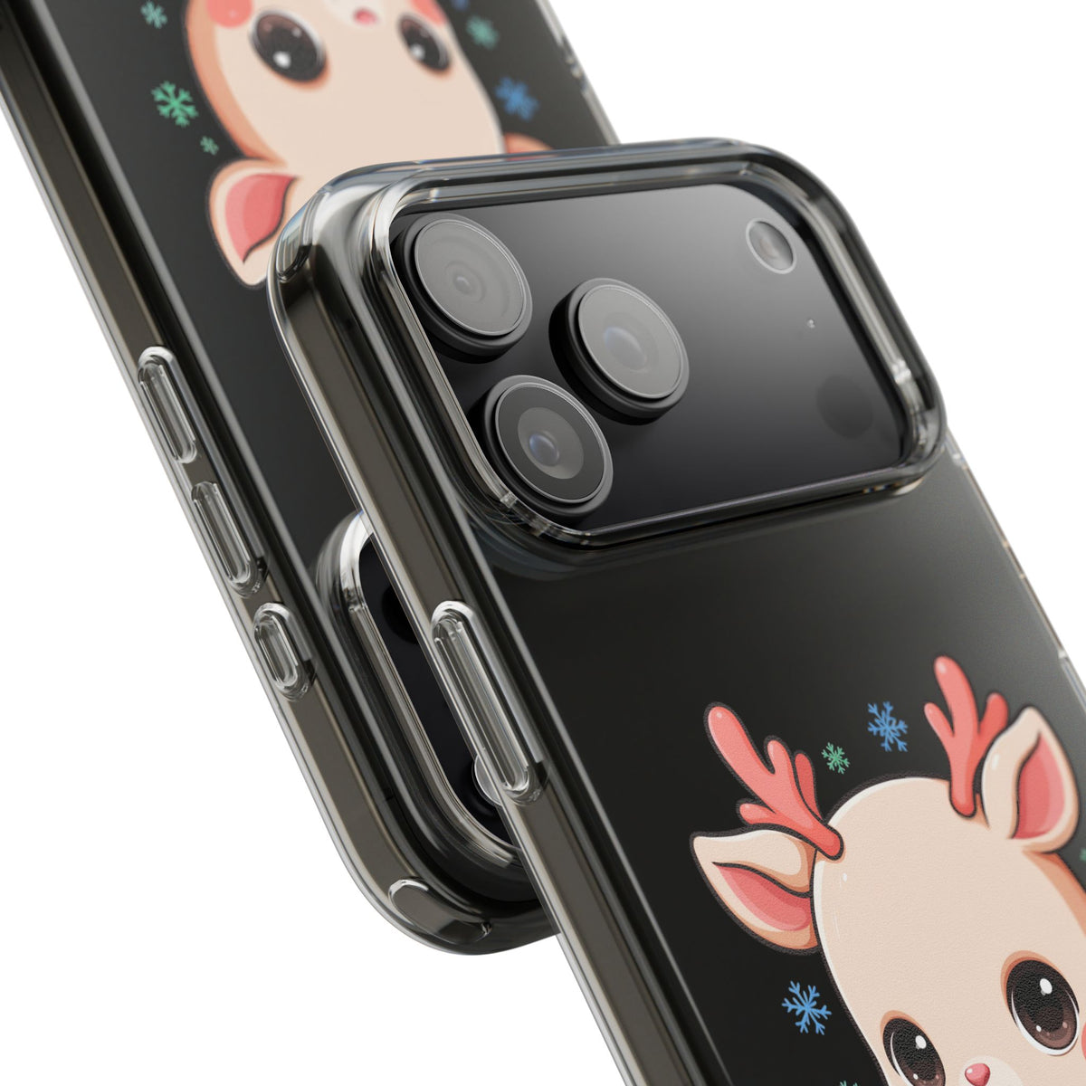 Christmas Reindeer Clear Impact-Resistant Phone Case