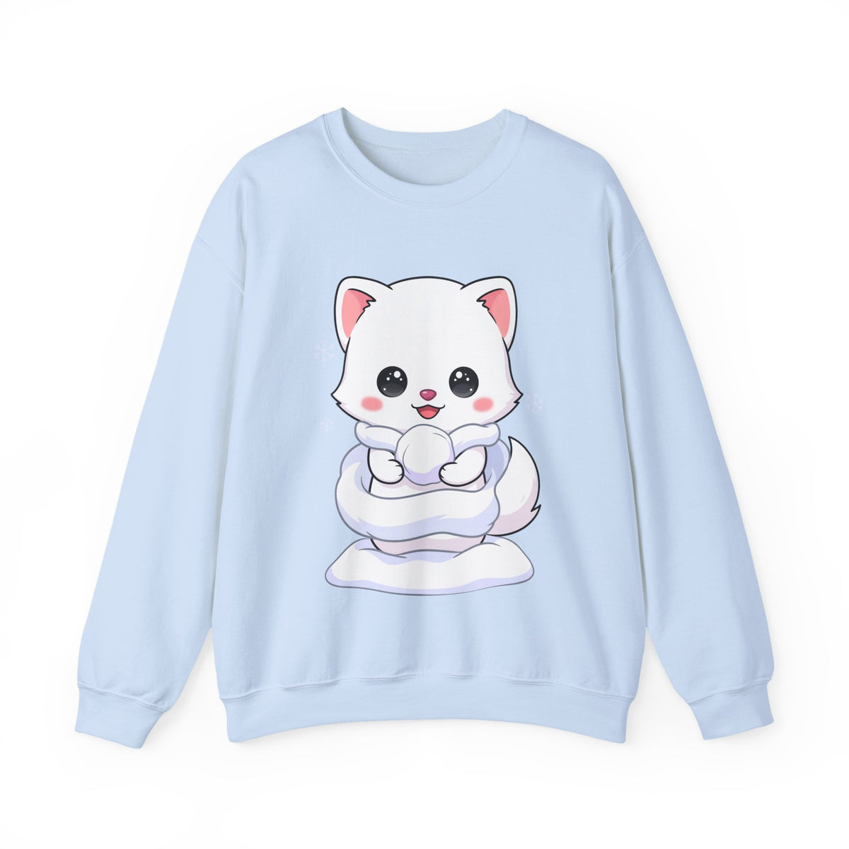 Kawaii Arctic Fox Sweatshirt, Cute Winter Animal Crewneck