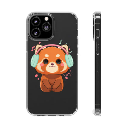 Red Panda Phone Case, Kawaii Music Lover Clear Case