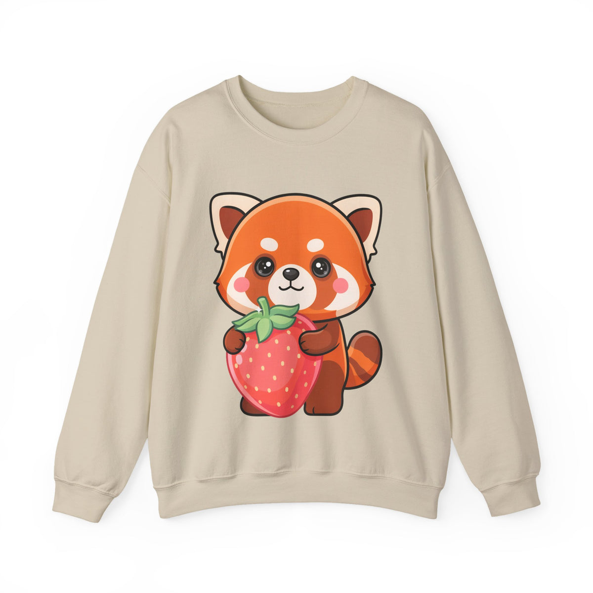 Kawaii Red Panda Sweatshirt, Cute Strawberry Hug Crewneck