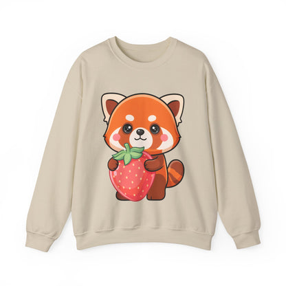 Kawaii Red Panda Sweatshirt, Cute Strawberry Hug Crewneck