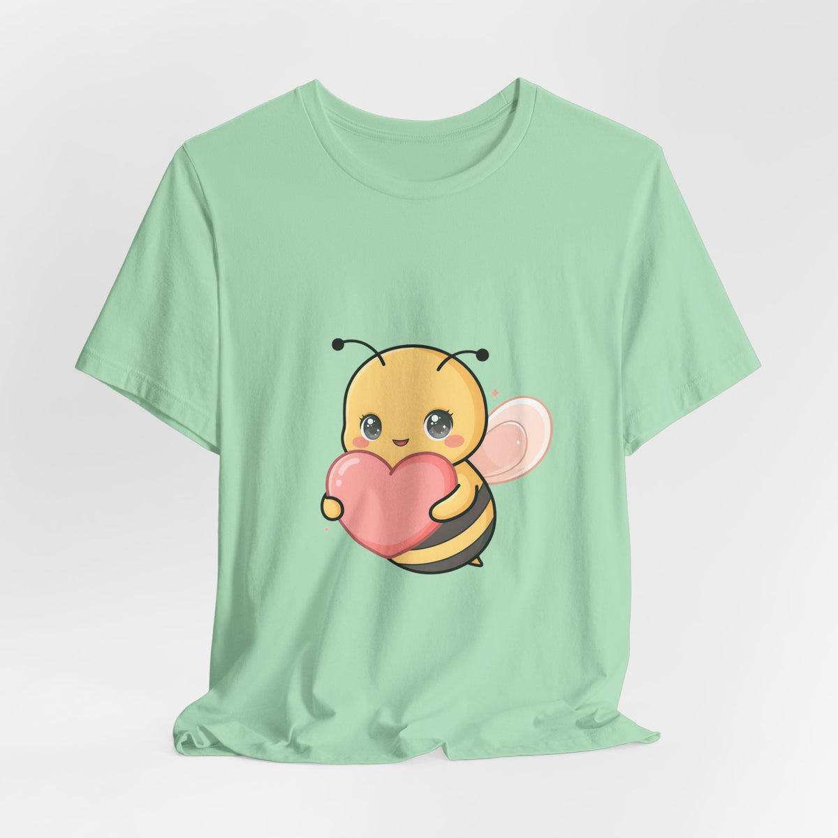 Kawaii Bee T-Shirt: Sweet Heart-Loving Unisex Tee