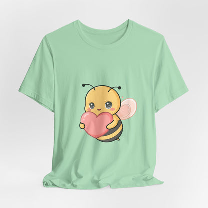 Kawaii Bee T-Shirt: Sweet Heart-Loving Unisex Tee