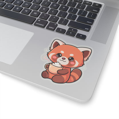 Kawaii Red Panda Latte Sticker for Coffee Lovers