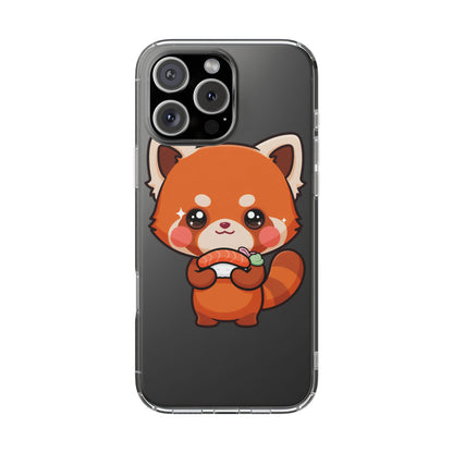 Red Panda Sushi Phone Case, Cute Kawaii Clear Case