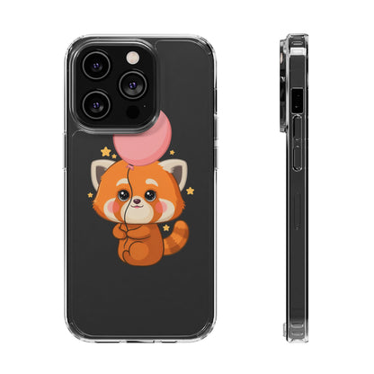 Kawaii Red Panda Clear Impact-Resistant Case with Balloon