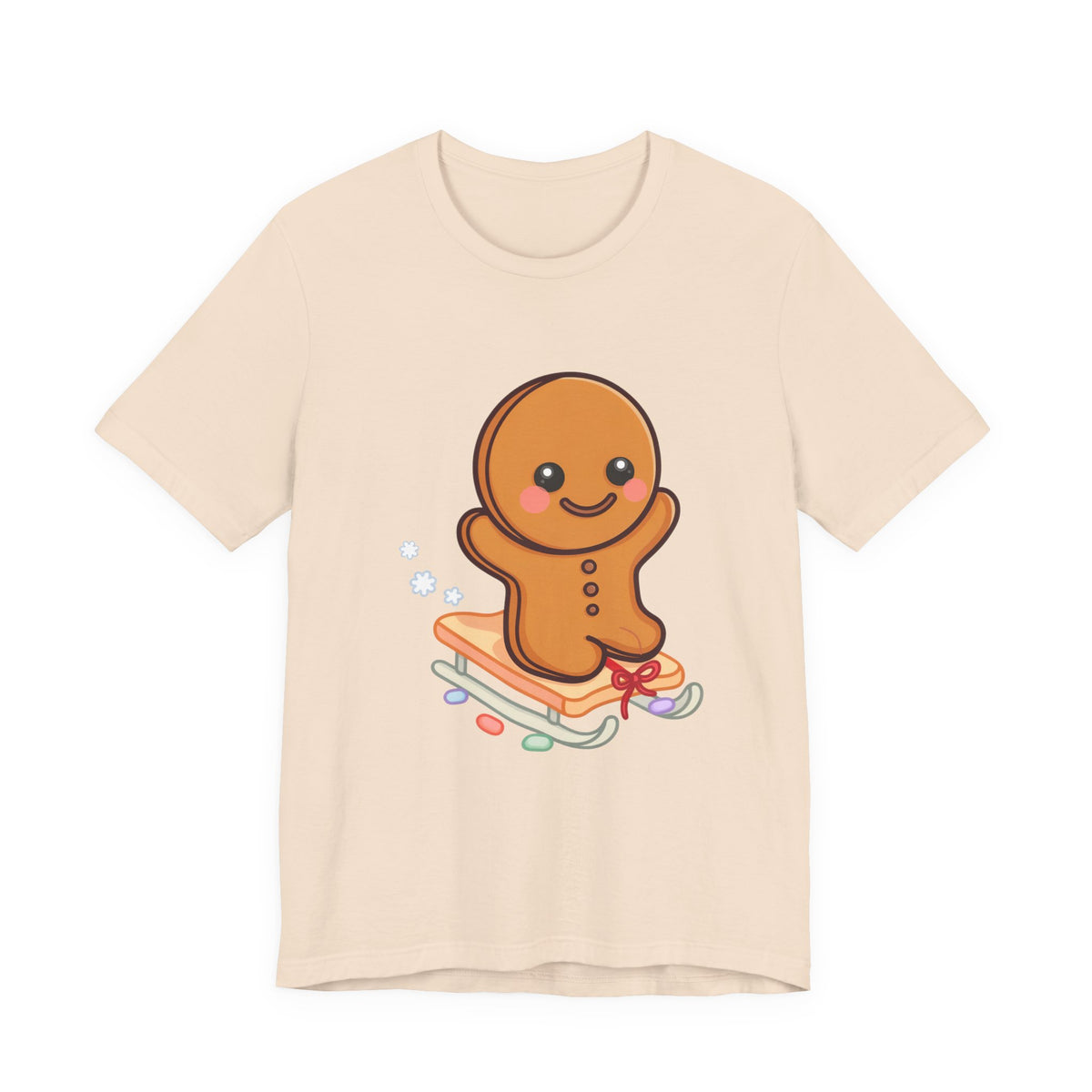 Gingerbread Man T-Shirt – Kawaii Holiday Sledding