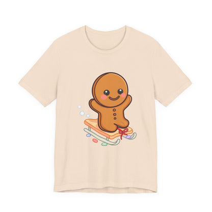 Gingerbread Man T-Shirt – Kawaii Holiday Sledding