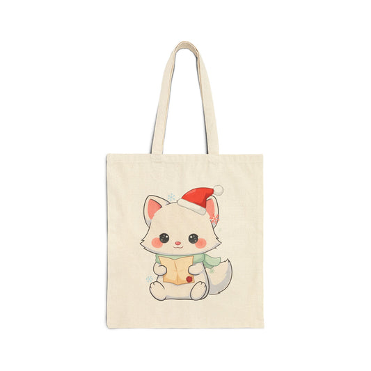 Christmas Fox Tote Bag for Holiday Book Lovers