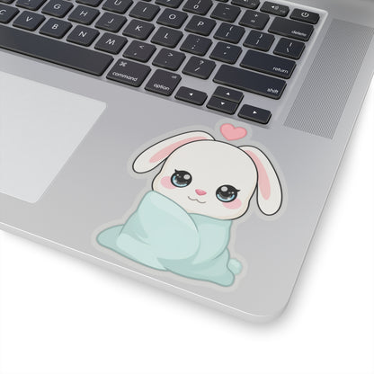 Cozy Bunny Sticker, Kawaii Blanket Buddy