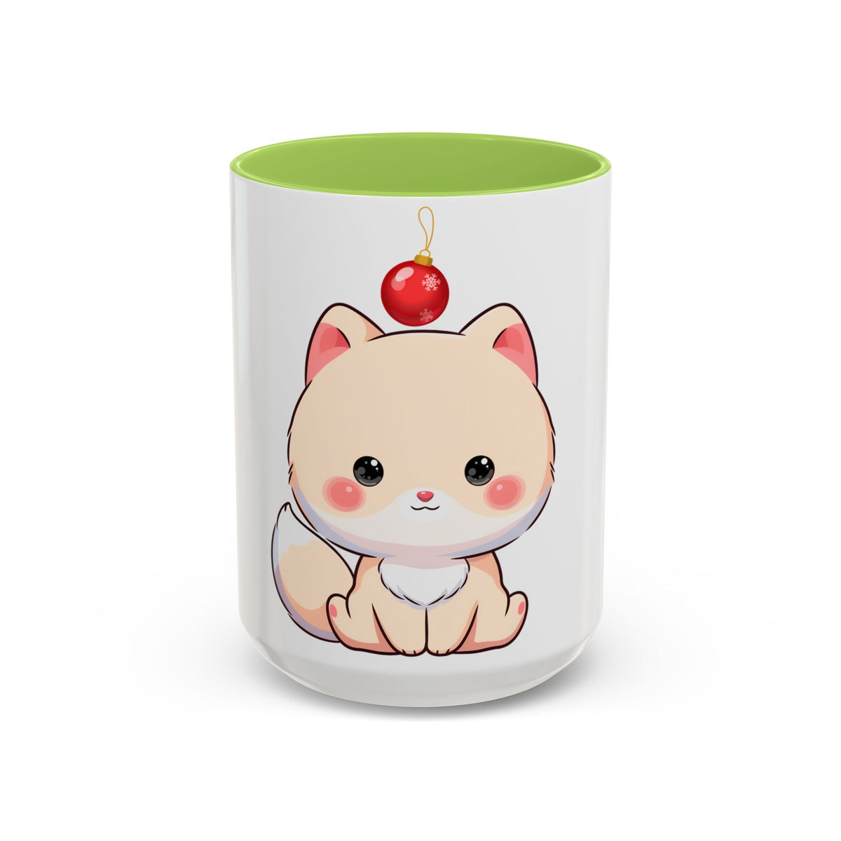 Kawaii Arctic Fox Christmas Mug – Cute Holiday Accent Mug